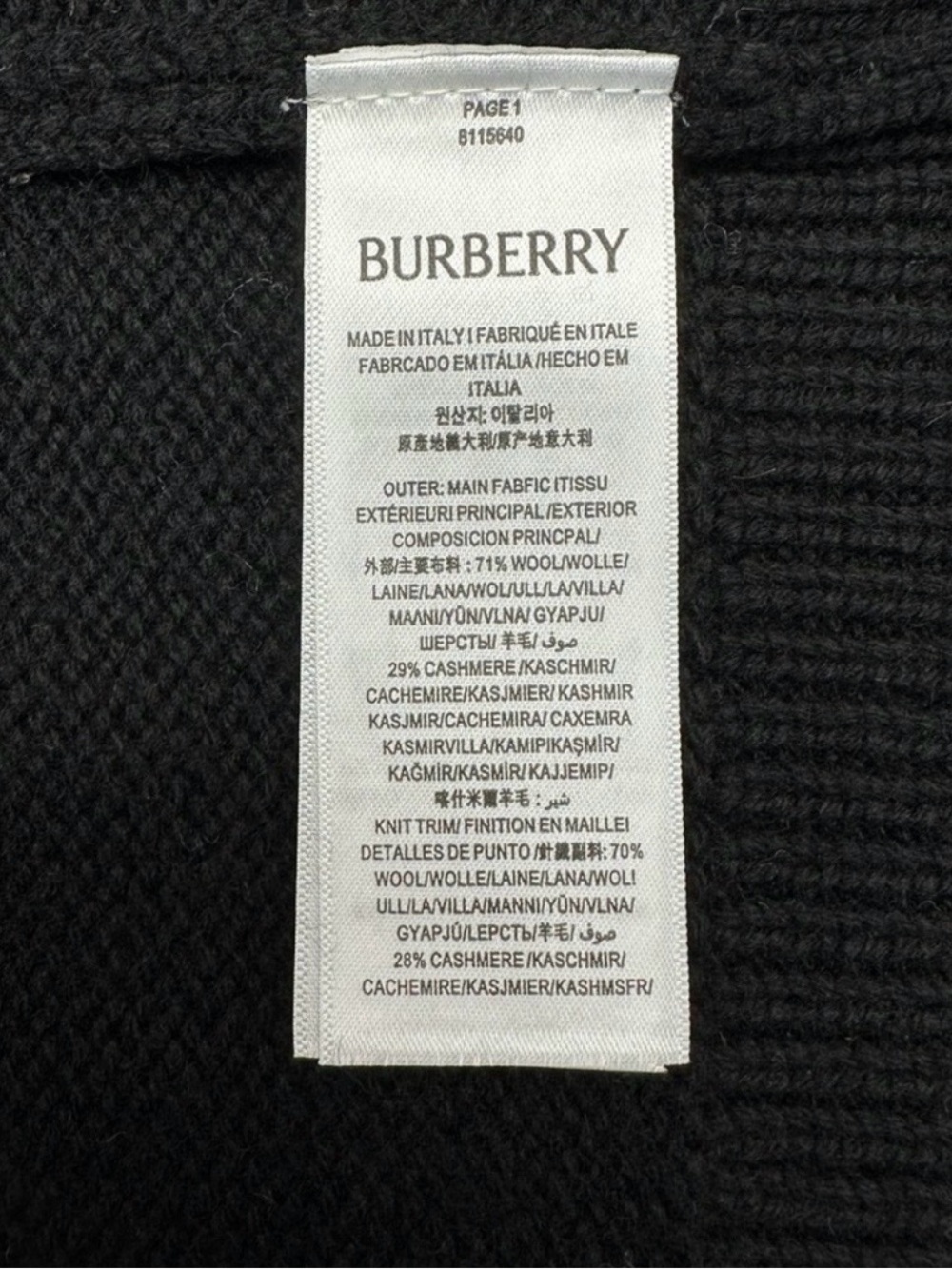 Burberry Black Crewneck with White Logo Intarsia - Picture 9 of 9